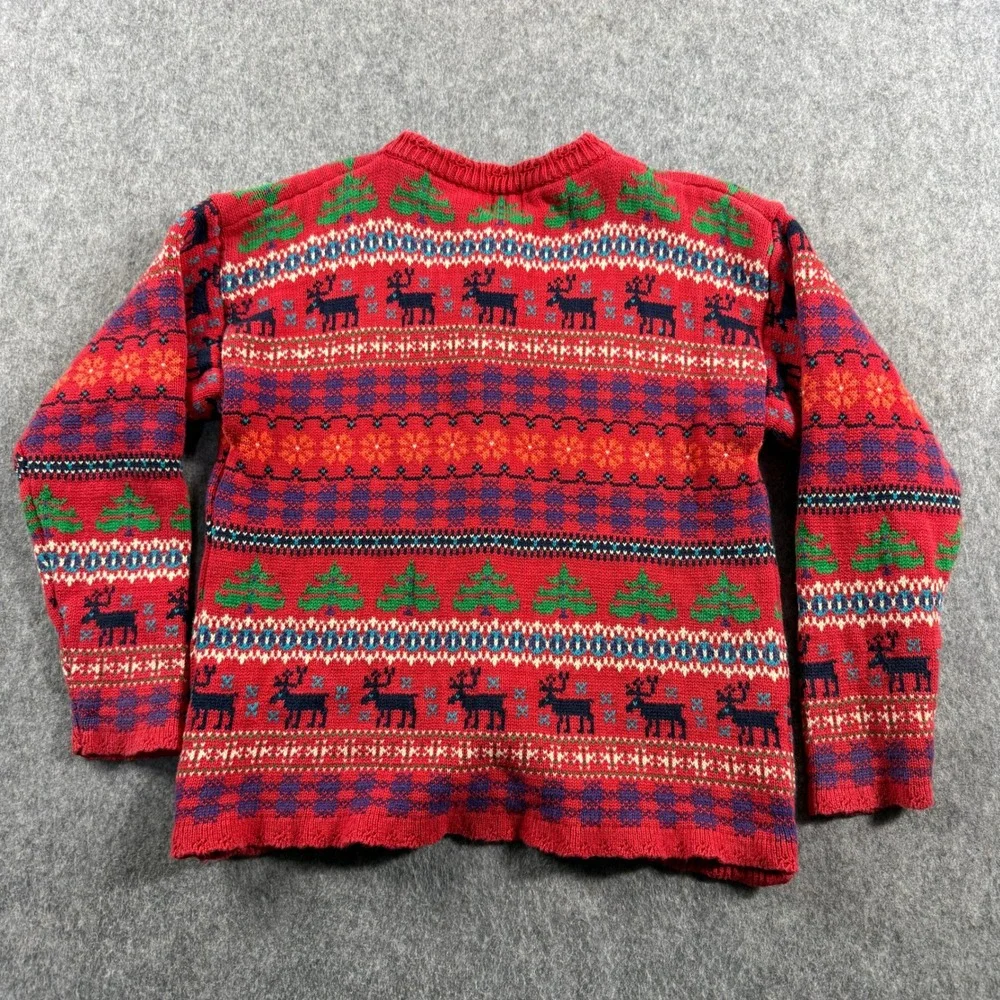 Vintage 90s GAP Kids XL Fair Isle Reindeer Moose Christmas Cardigan Sweater
